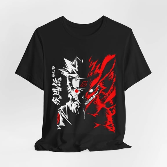 Dark Anime Ninja Beast Fox Graphic Tee Red Black Vintage Unisex Shirt