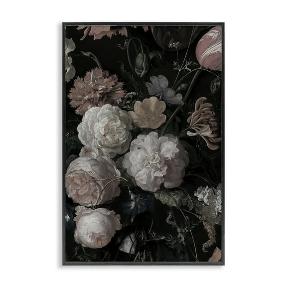 Stupell Industries Dark Arrangement of Flowers Black Framed Giclee Art, design by Annabelle Hall, 30 x 20