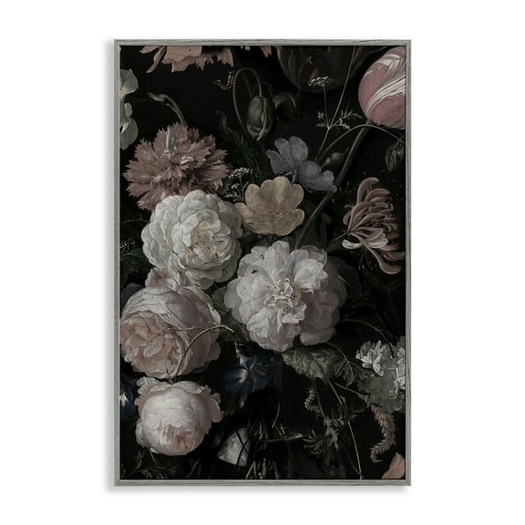 Stupell Industries Dark Arrangement of Flowers Gray Framed Giclee Art, design by Annabelle Hall, 30 x 20