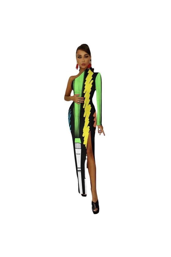 Dark Art Day Half Dleeve Split Dress womens clothing women evening dress