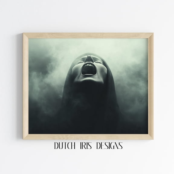 Dark Art, Shadowy Scream, Gothic Wall Decor, Moody And Mysterious Atmosphere, Eerie Home Print, Unique Art 519 Home Decor #1999, Unframed Canvas Size 12x18