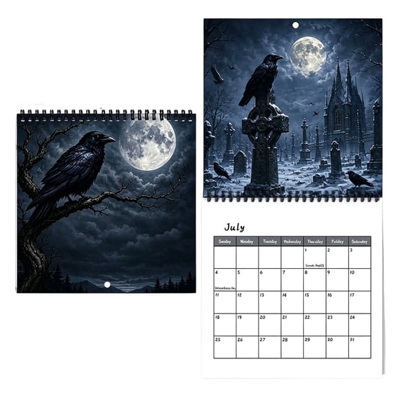 Dark Art Wall Calendar Gothic Moon Themed Monthly Planner Spiral Bound Decorative Calendar For Home Office Living Space Wall Decoration For Holiday Table Decor For Cozy Home Decor