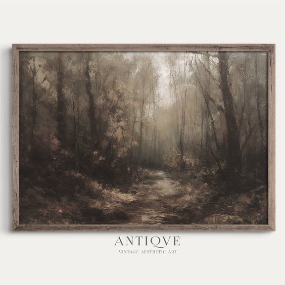 Dark Autumn Forest Pathway Wall Art Print