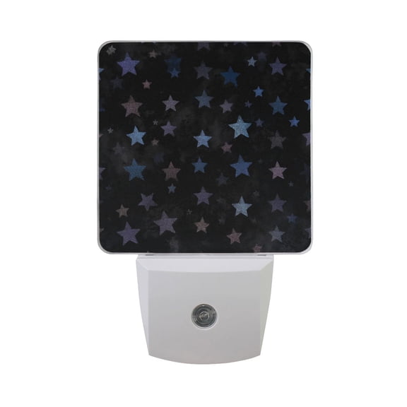 Dark Background Glitter Stars LED Night Light Sensor Lamp Plug-in Adjustable Brightness 2 Pack