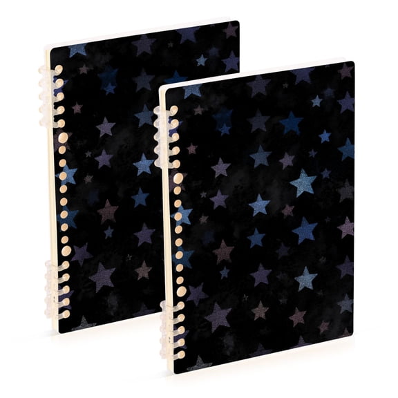 Dark Background Glitter Stars Notebook Detachable Coil Notebook Diary Plan Book A5 Size 60 Pages 1 Pack