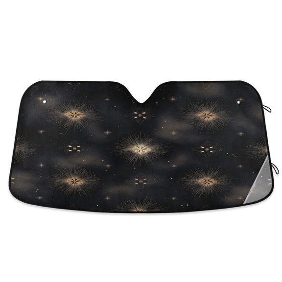 Dark Background with Star-shaped Pattern Windshield Sun Shade Automobile Visor Accordion Folding Car Accessories S
