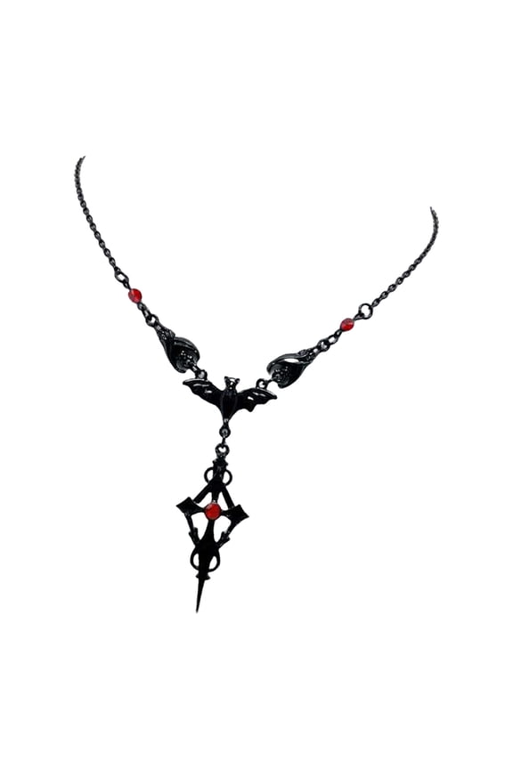 Dark Bat Chain With Rose Meet Charm Elegant Mixture Jewelry For Women Man Unique Symbolic Present
