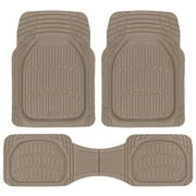 Dark Beige Car Floor Mats - Deep Dish Rubber Car Mats, All Weather Floor Liners for Cars SUV Trucks, Cute Automotive Floor Mats
