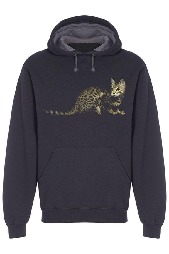 Dark Bengal Cat Stalking Hoodie Men -Image by Shutterstock, Male Small