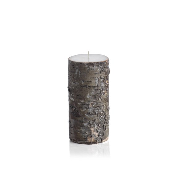 Dark Birchwood Wrapped Pillar Candle