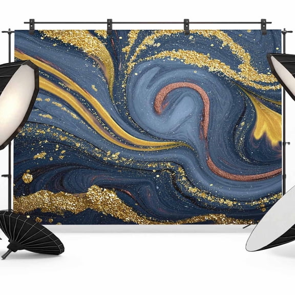 Dark Black Gold Marble Photography Backdrop 10x8FT, Abstract Wave Gradient Stone Texture Photo Backdrops, Background for Photography Studio Photo Studio Background, Back Drop for Photoshoot