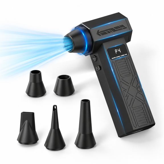 Dark Black Handheld Compressed Air Duster, 280000 RPM with 4 Adjustable Speeds