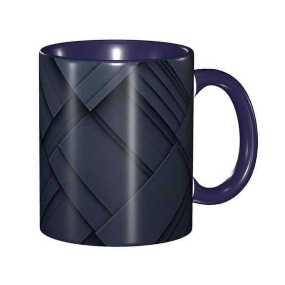 Dark Black Pattern Coffee Mug Fun Custom Ceramic Mugs 11oz Navy Blue
