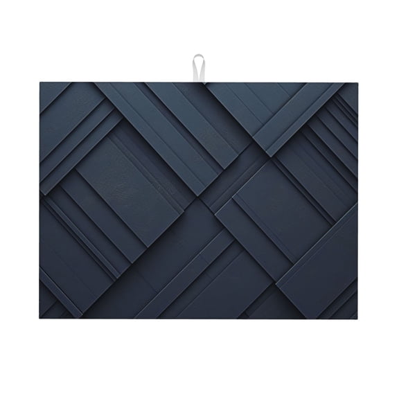 Dark Black Pattern Dish Drying Mat XL for Kitchen Counter Microfiber Absorbent Leaves Dish Draining Mat Reusable Washable Large 18"x24"