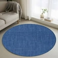 thumbnail image 1 of Dark Blue 3.3ft Round Rug, Farmhouse Burlap Solid Color Blue Modern Linen Texture Non-Skid Rubber Backing Large Area Rugs - Living Room Bedroom Home Office, Indoor Floor Mat Carpets Washable Rug, 1 of 9