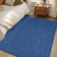 thumbnail image 1 of Dark Blue 3x5 Area Rugs, Farmhouse Burlap Solid Color Blue Modern Linen Texture Non-Skid Rubber Backing Large Rectangle Rugs - Living Room Bedroom Home Office, Indoor Floor Mat Carpets Washable Rug, 1 of 9
