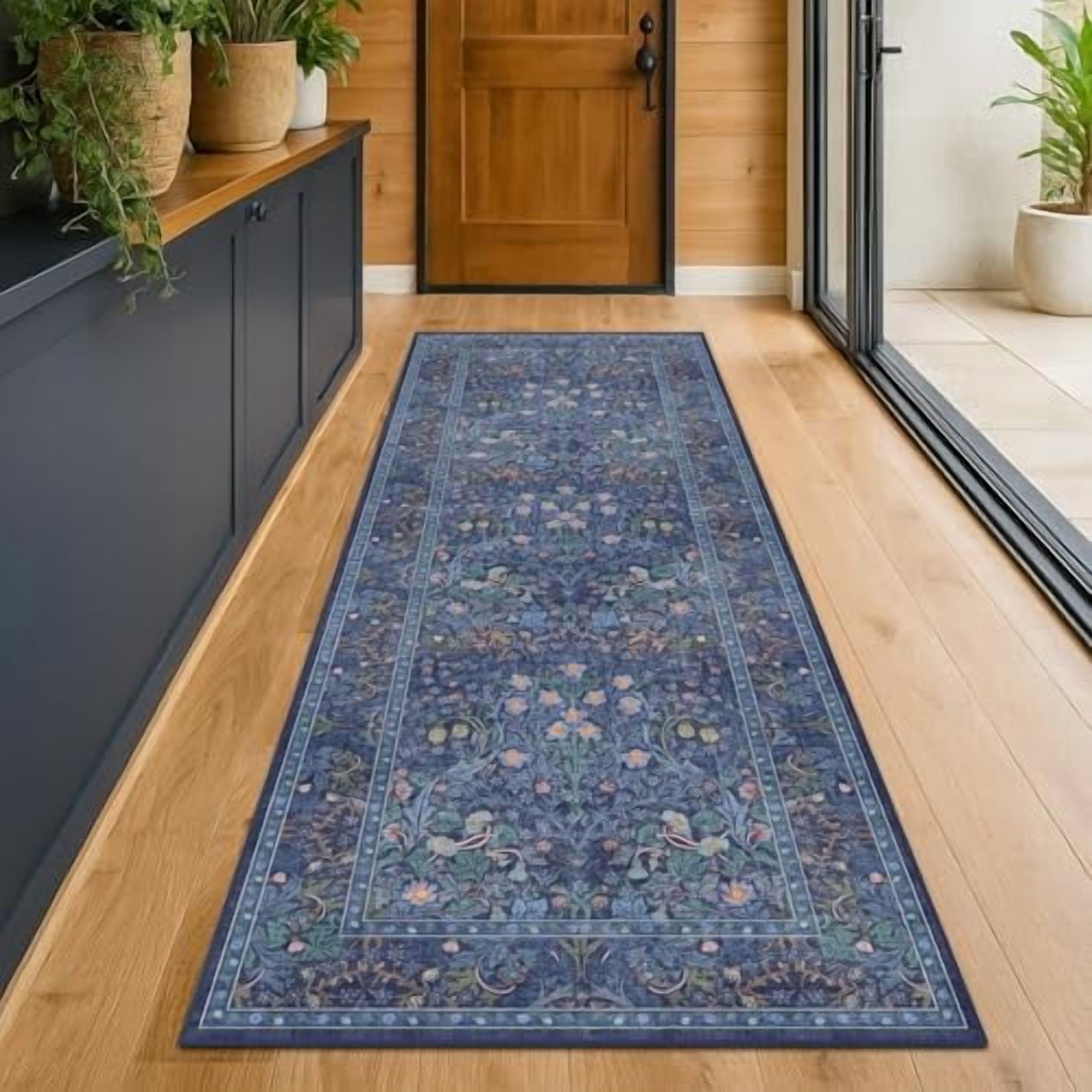 Blue Entry Rugs Dark Blue 3x8 Wide Hallway Runner Rugs Indoor Non Slip, 8ft Oriental ...