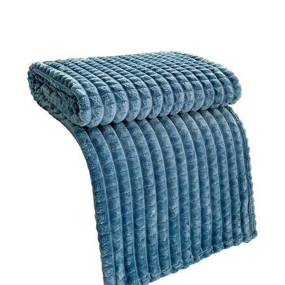 Dark Blue 40X28 Inches Fleece Throw Blanket For Couch Soft Warm Fluffy Cream Solid Color Blanket Decorative And Giftable Striped Blankets 100 Polyester Material Dark Blue