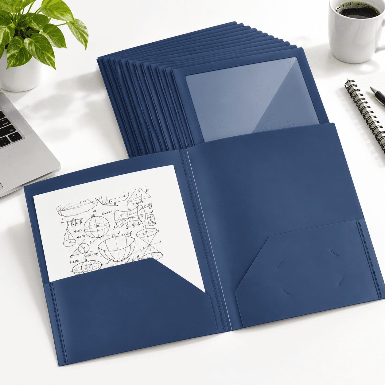 Normal Size Paper Size Dark Blue 48 Pack Plastic Pocket Folders for Letter Size Paper ...