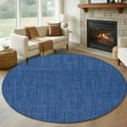 thumbnail image 1 of Dark Blue 6ft Round Rug, Farmhouse Burlap Solid Color Blue Modern Linen Texture Non-Skid Rubber Backing Large Area Rugs - Living Room Bedroom Home Office, Indoor Floor Mat Carpets Washable Rug, 1 of 9