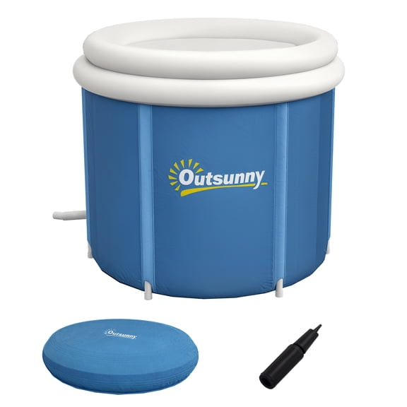 Dark Blue 79 Gallon Portable Cold Plunge Ice Bath Tub with Thermal Lid, Dust Cover & Carry Bag, Inflatable Cold Water Therapy Tub for Athlete Muscle Recovery