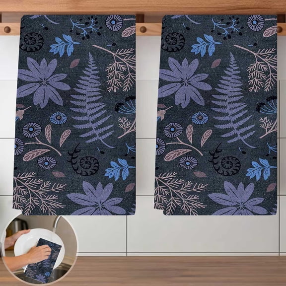 Dark Blue Abstract Texture Dish Cloth Set - 2 PCS Reusable Cleaning Cloths, 40x60cm, Absorbent & Durable Kitchen Towels for Washing Dishes, Wiping Surfaces, Household Cleaning