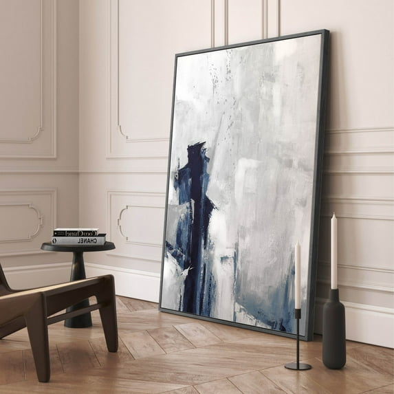 Dark Blue Abstract Wall Art, Floating Framed Art, Giclée Print, Large Wall Art, Minimalist Wall Art, Extra Large Living Room Decor Wall Art, Modern Wall Decor, 16x24 UNFRAMED