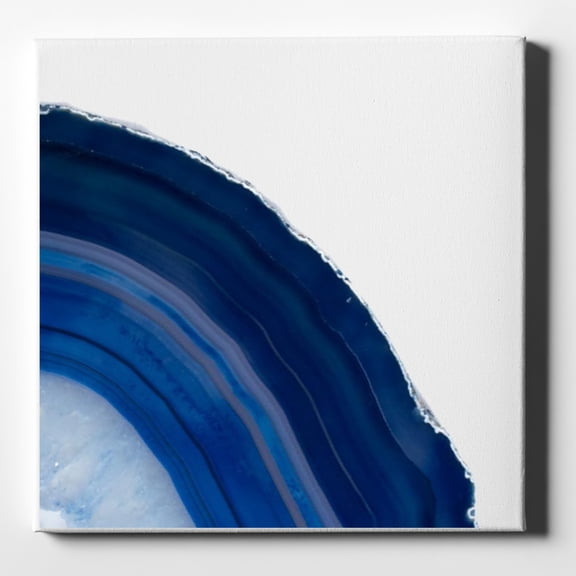 Dark Blue Agate Crystal Geode - 10" x 10" - Decorative Canvas Wall Art - White Edge - 5/8" Gallery Wrapped