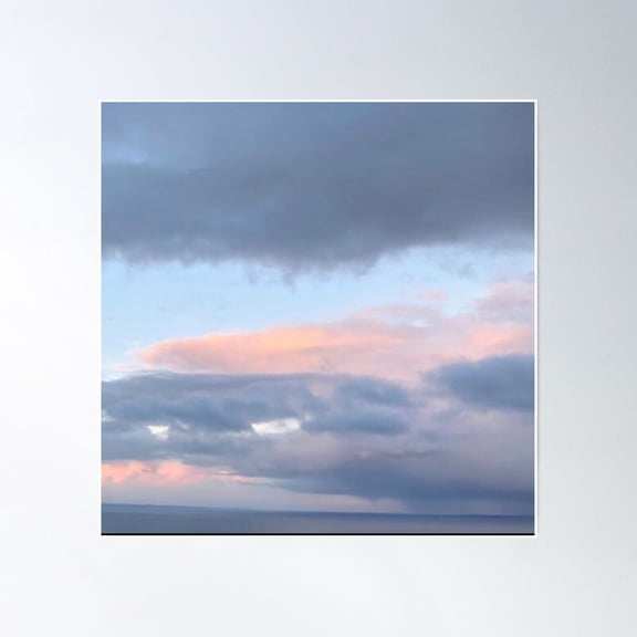 Dark Blue And Light Pink Clouds Poster Wall Art, Modern Wall Decor, 16x16 UNFRAMED