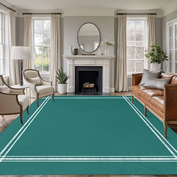 Dark Blue Area Rug 6x9 FT, Non Slip Living Room Throw Carpet, Rustic Dark Green Solid Color Modern Art Washable Soft Large Floor Carpet Non-Shedding Rug for Bedroom Dining Room Play Room