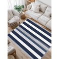 thumbnail image 1 of Dark Blue Area Rug for Bedroom 2.7x5 Ft and Grey Striped Abstract Minimalist Stripes Super Soft fuzzy Throw Rug Non-Slip Fluffy Plush Indoor Floor Carpet for Living Room Nursery Home Decor, 1 of 8