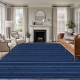 thumbnail image 1 of Dark Blue Area Rugs 8'x10', Washable Small Throw Rugs for Living Room Patio, Retro Farmhouse Plants Wall Lines Texture Indoor Outdoor Rug Non-Slip Low Pile Carpet Runner Reversible Floor Mats, 1 of 8