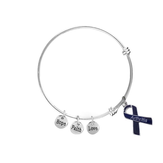 Dark Blue Arthritis Ribbon Retractable Bracelets