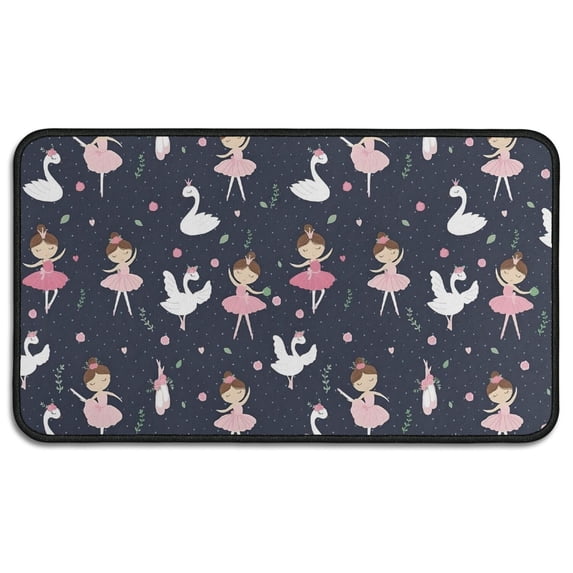 Dark Blue Ballerina Princess Pattern Door Rugs,Washable Non Slip Door Mats Indoor,Decorative Door Mats,Entry Mat Indoor for Entrance,Bedroom,Kitchen,Bathroom,30"x17"