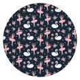 thumbnail image 1 of Dark Blue Ballerina Swan Pattern Round Fitted Tablecloth with Elastic Edge,Dining Table Cover Waterproof,Outdoor Round Tablecloth for Camping,Dining,Indoor and Outdoor, 1 of 7