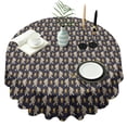 thumbnail image 1 of Dark Blue Bigfoot Pattern Round Tablecloth 60"x60",Wrinkle Wipeable Table Cloth for Kitchen Dining Room Picnic Patio Party, 1 of 6