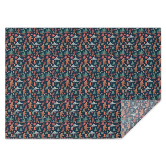 Dark Blue Bigfoot and Tree Pattern Rectangle Tablecloth 60"x84",Waterproof Polyester Rectangle Table Cloth, Wipeable Spillproof Polyester Tablecloth for Dining, Camping, Indoor and Outdoor