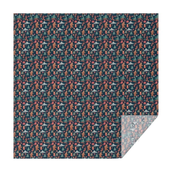 Dark Blue Bigfoot and Tree Pattern Square Tablecloth,Waterproof Square Table Cover,Wipeable Spillproof Washable Table Cover for Home Kitchen Party Decor 42"X42"(107x107cm)