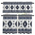 thumbnail image 1 of Dark Blue Boho Kitchen Curtains Sets for Windows 24 Inch Length, Farmhouse Neutral Abstract Geometric Rod Pocket Window Treatments Tier Curtains and Valances Set for Bedroom/Bathroom, 1 of 8