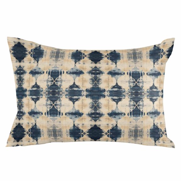 Dark Blue Boho Throw Pillow Cover 12 x 20 Inch Decorative Pillow Cover Vintage Shabby Chic Abstract Motifs Lumbar Pillowcase Seasonal Rectangle Cushion Case for Couch Sofa Bed Living Room