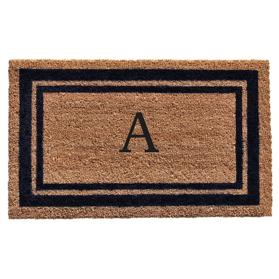 Dark Blue Border Monogram Doormat (Letter A)
