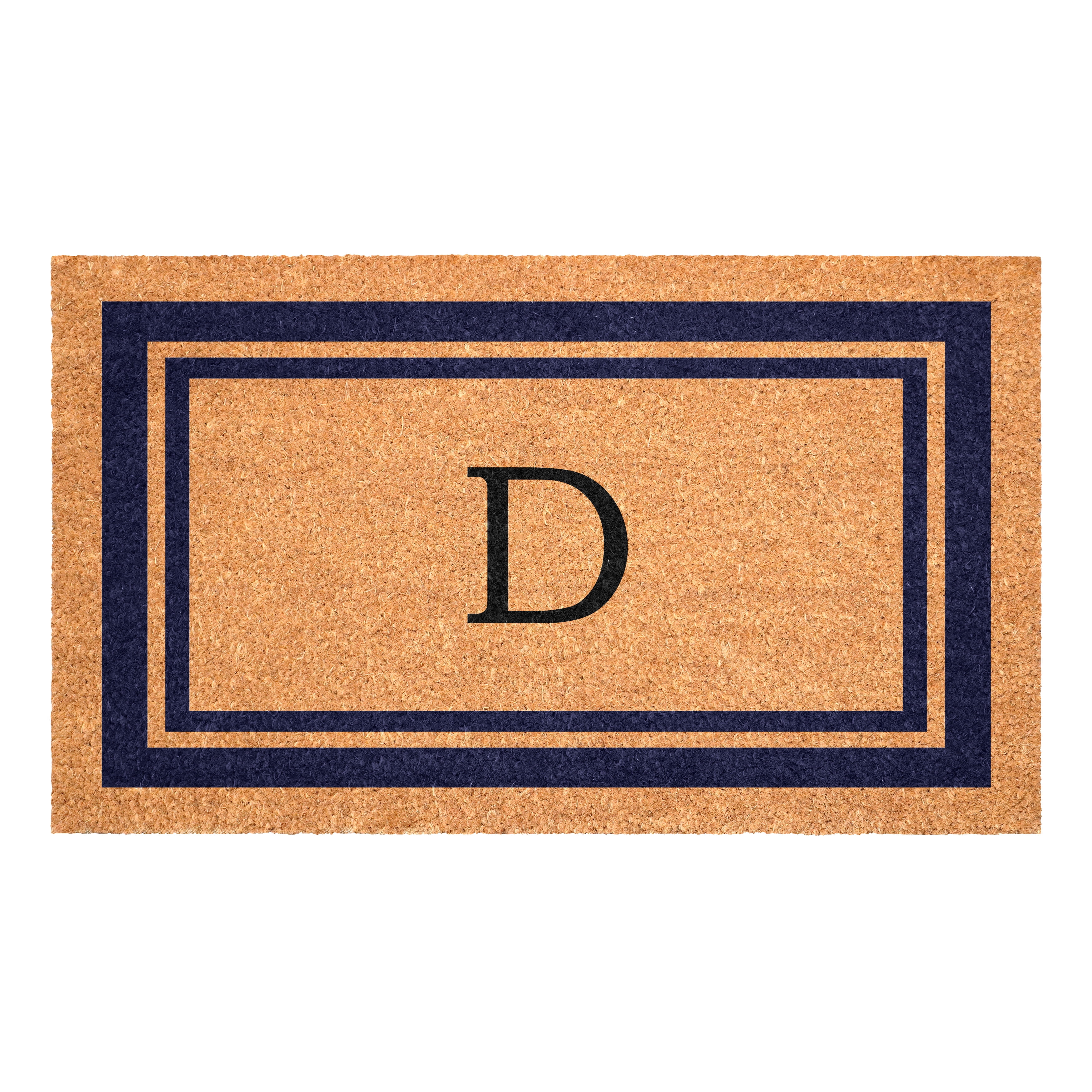 Dark Blue Border Monogram Doormat (Letter D)