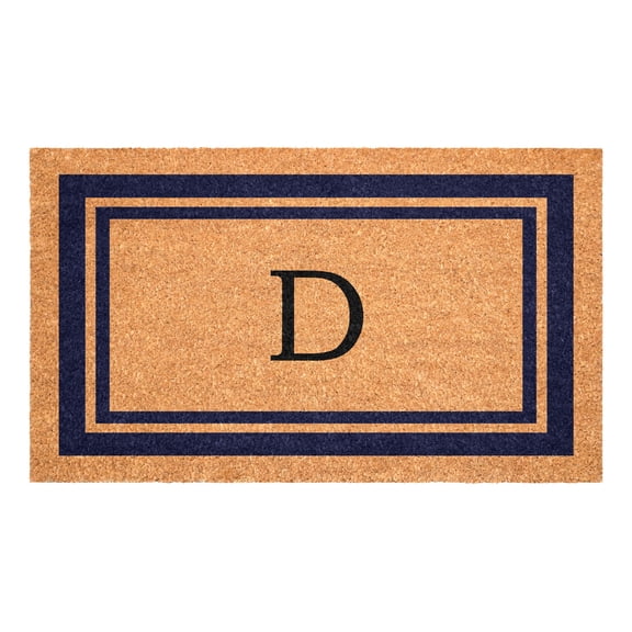 Dark Blue Border Monogram Doormat (Letter D)