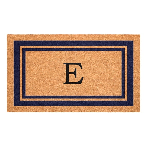 Dark Blue Border Monogram Doormat (Letter E)