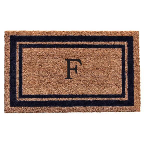 Dark Blue Border Monogram Doormat (Letter F)