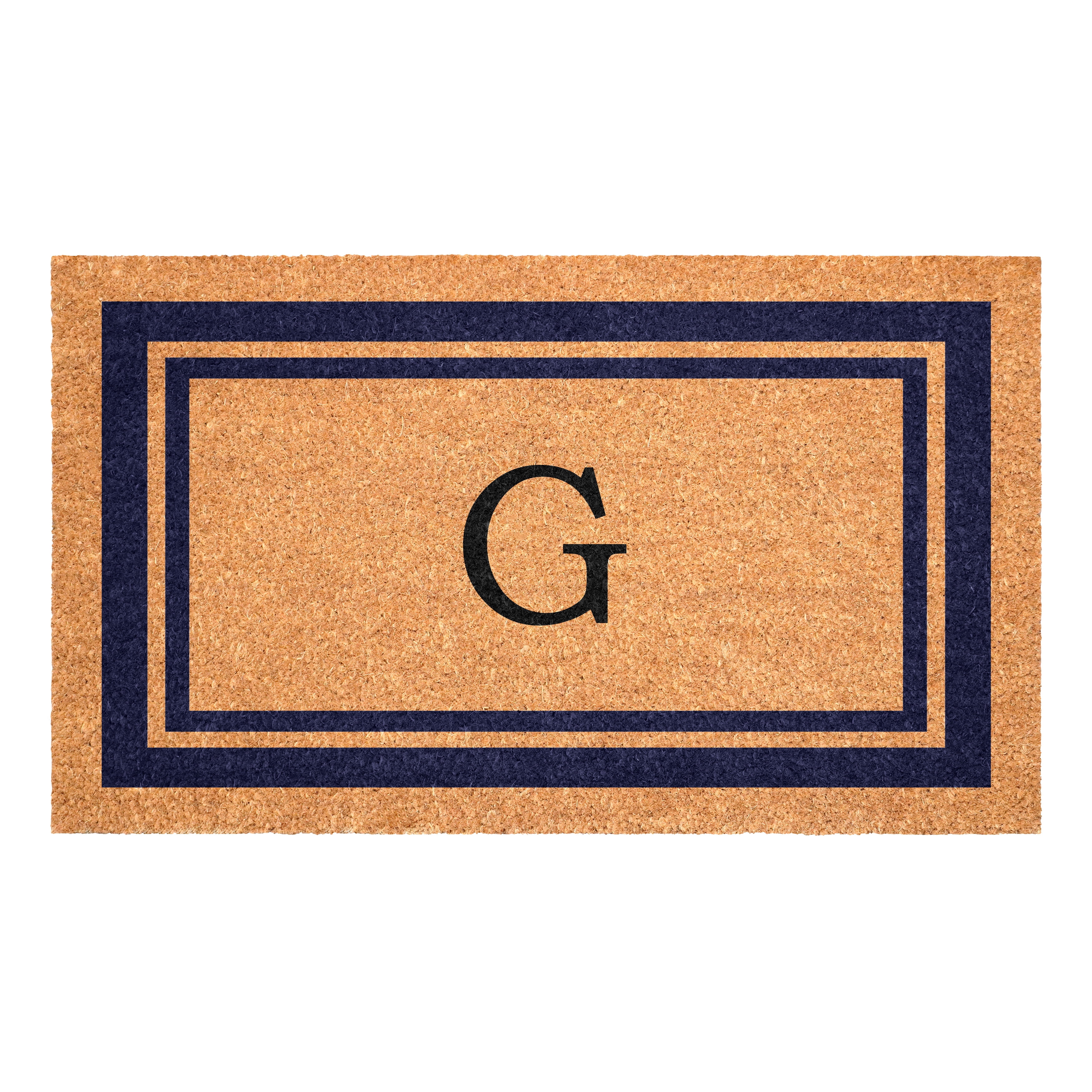 Dark Blue Border  Monogram Doormat (Letter G)