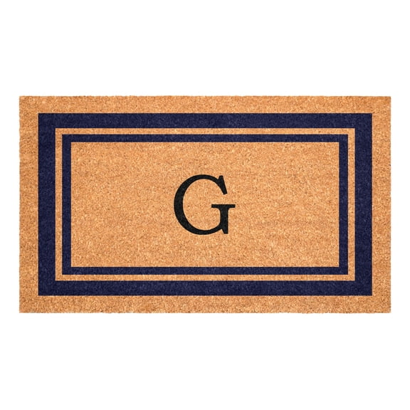 Dark Blue Border Monogram Doormat (Letter G)