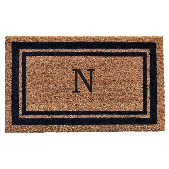 Dark Blue Border  Monogram Doormat (Letter N)