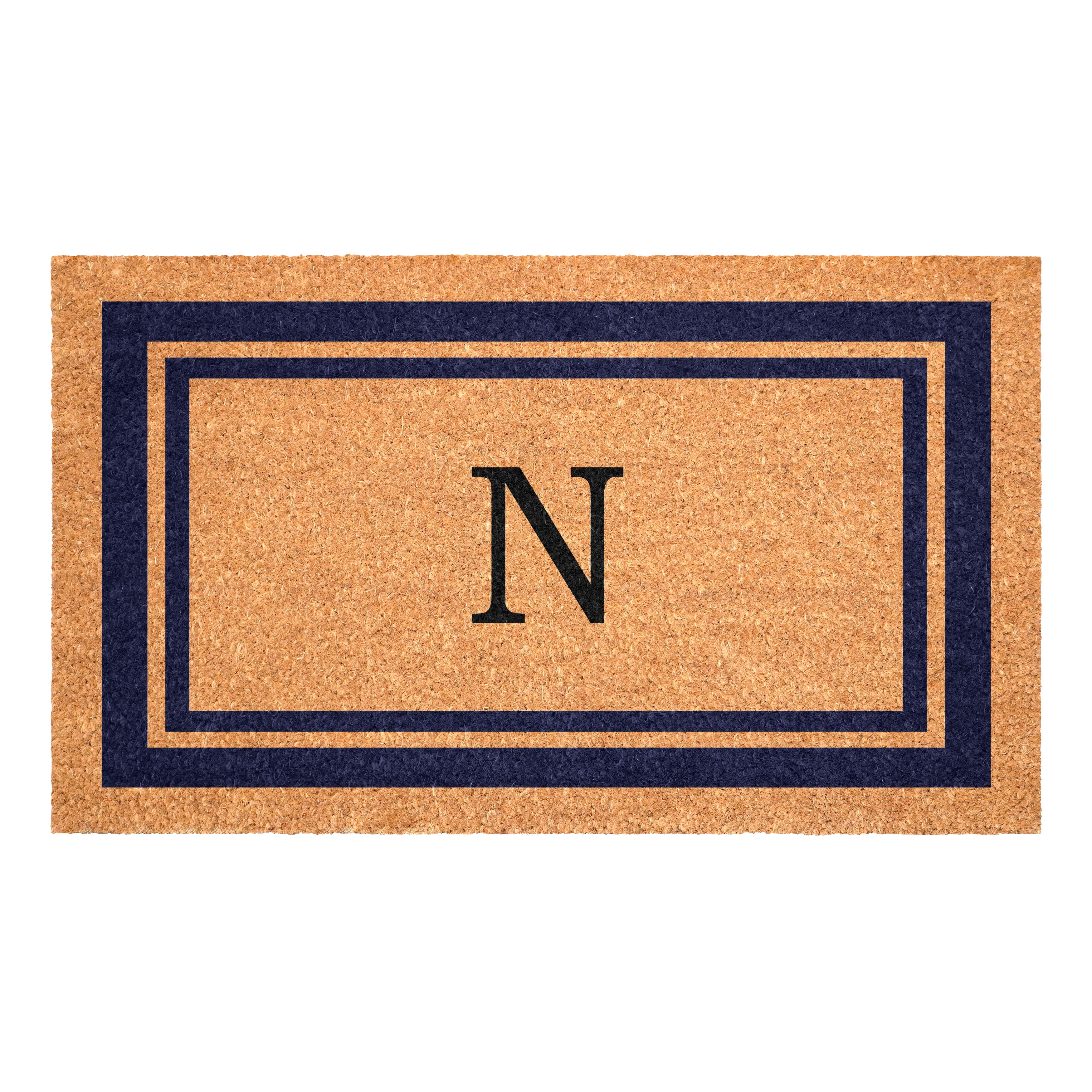 Dark Blue Border  Monogram Doormat (Letter N)