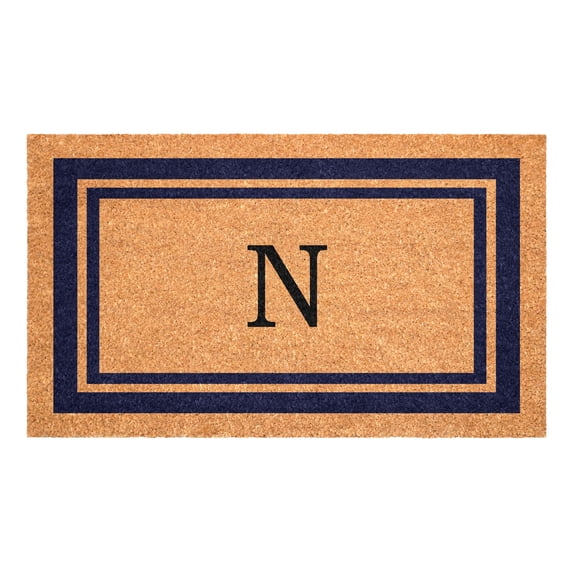 Dark Blue Border Monogram Doormat (Letter N)